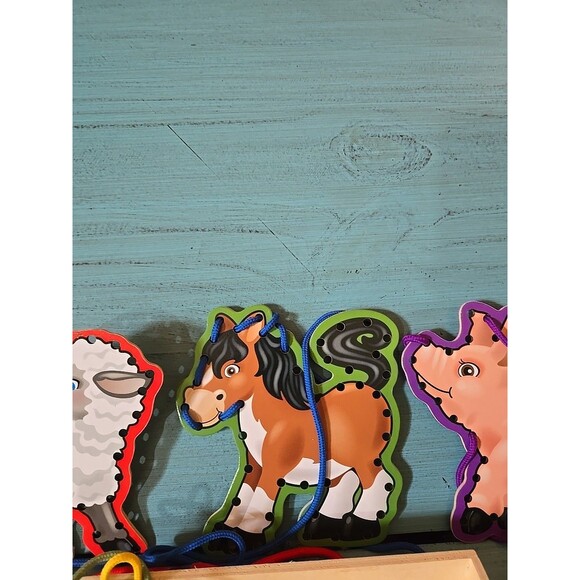 Melissa & Doug Lace and Trace Farm Animals Educational Toy Wooden Toddler - Picture 5 of 13